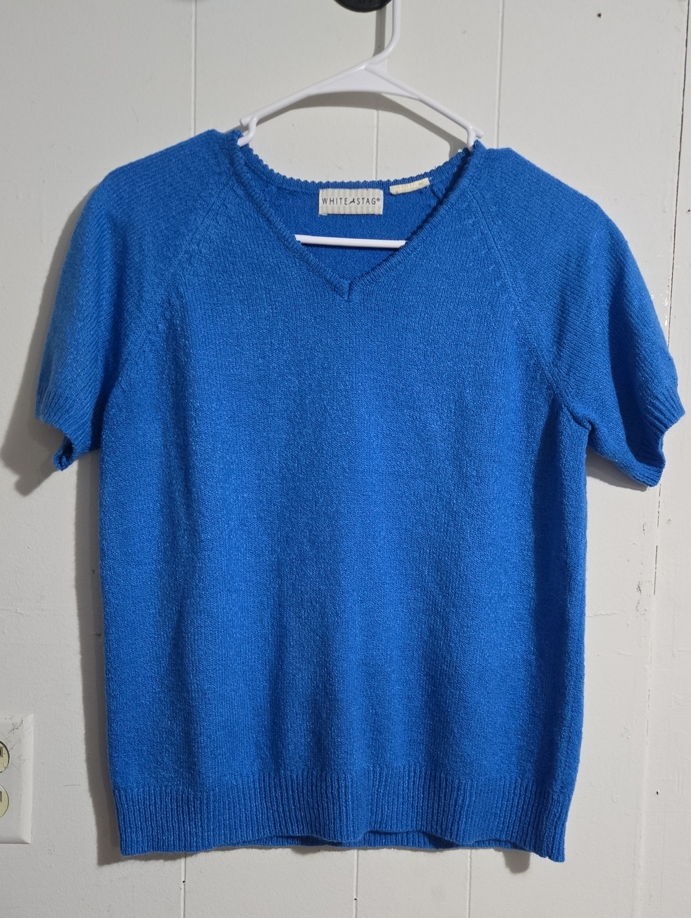 White Stag Cobalt Blue Sweater Short Sleeve V-Neck Tee